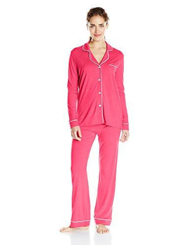 Bella LongSleeve Top And Pant Pajama Set, Miami Pink/Marshmallow, Large