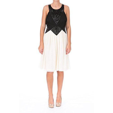 S Chiffon Embellished Cocktail Dress BlackIvory 2
