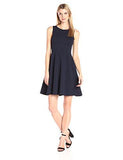 Seamed Fit And Flare Dress, Navy, 4