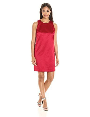 Paris Sunday Sleeveless Keyhole Back Sateen Sheath Dress Scarlet Medium