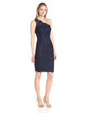 Eliza J One Shoulder Lace Sheath, Navy, 6