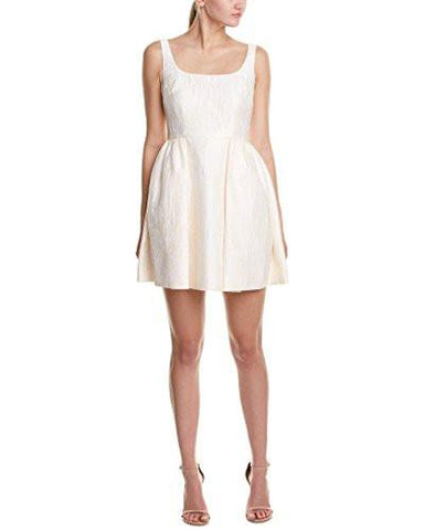Short Textured Jacquared Dress, Ivory, 6