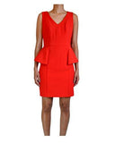 Dress Peplum V Neck Lacquer Red Size 8