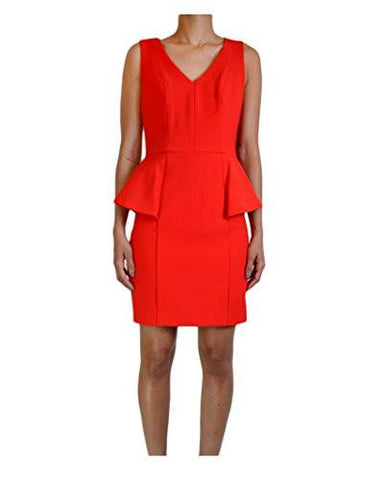 Dress Peplum V Neck Lacquer Red Size 8