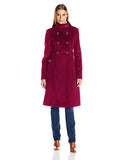 Wool Blend Military Coat, Cranberry, 12