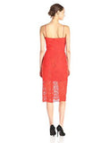 Spaghetti Strap Tea Length Dress In Boho Lace, Poppy Red, 12