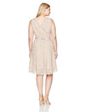 Jessica Howard Plus Size Sleeveless VNeck Dress Seamed, Taupe/Rose, 18W