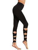 Sweatyrocks Legging Cutout Tie Cuff Slim Yoga Pants Jogger Workout Tights Black Small