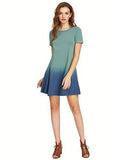 Romwe Tunic Swing Tshirt Dress Short Sleeve Tie Dye Ombre Dress Multicolor M