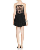 Crinkled Lace Inset Mini Dress Black M