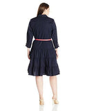 Plus Size Shirt Dress, Navy, 16W