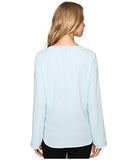 Flare Sleeve Ruffle Blouse Ice Blue Blouse
