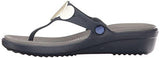 Crocs Sanrah Embellished Flip Wedge Sandal Navy 7 M Us