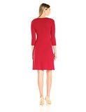 3/4 Sleeve Sweater Dress, Red, M