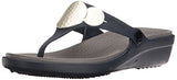 Crocs Sanrah Embellished Flip Wedge Sandal Navy 7 M Us