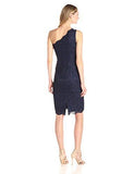Eliza J One Shoulder Lace Sheath, Navy, 6