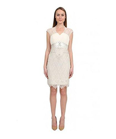 Pleated Chiffon Bodice Cocktail Dress N4101 4, Ivory