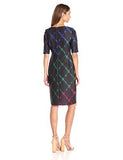 Taylor Dresses Long And Lean Plaid Scuba Sheath Dress, Black Emerald, 10