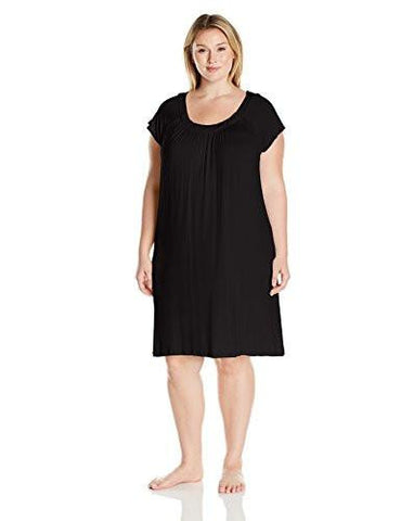 Plus Size Short Sleeve Nightshirt Black 1X