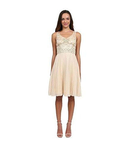 Dress With Pleated Skirt Cocktail Dress N4136 8, Champagne