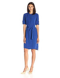 Lark & Ro Elbow Sleeve Shirtdress Majestic Blue Large