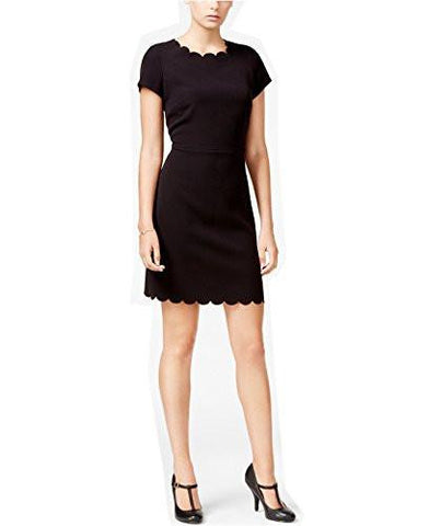 Maison Jules ScallopDetail Sheath Dress Large, Deep Black