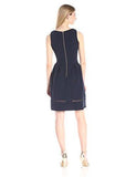 V Neck Pique Fit And Flare, Navy, 10