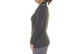 CableKnit Asymmetrical Collar Pullover Sweater Gray L