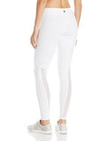Recreation Geo Knit Solid Inset Top Stitched Full Length Legging, White, M