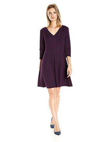 Taylor Dresses Novelty Jacquard Fit And Flare, Navy Plum, 4