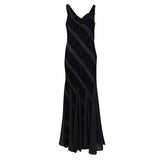 S Velvet Beaded Evening Gown Black 10
