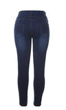 Elastic Waist Stretch Budd Lifting Pullon Skinny Denim Jeans Navy Lxl