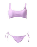 Mooskini ’S Racerback Top Side Tie Bottom Two Piece Bikini Set Padded Bathing Suit L Purple