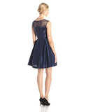 Eliza J Illusion Ball Gown With Party Skirt, Navy, 10