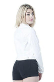 Basic Button Down Denim Jean Jacket Small White