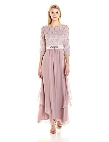 Lace Bodice Gown With Inset Waist, Mauve, 16