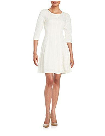 Taylor Jacquard FitAndFlare Dress 8, Winter White