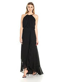 Eliza J Halter Gown With Metal Necklace, Black, 8