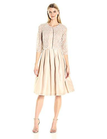 2 Piece Jacket And Dress Set, Beige, 12