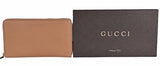 Gucci Xl Textured Leather Zip Around Travel Clutch Wallet Whisky Beige