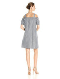 Nine West Striped Linen Off The Shoulder Dress With Straps Blueivy 10