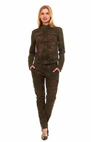 Red Jeans Military Army Fatigue Camo Top