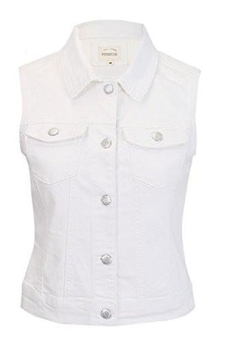 Denim Vest Stretchy Nice Stone Washed W Hand Sanding S M L 1Xl 2Xl 3Xl White 2Xl