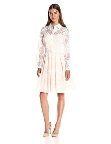 Eliza J Long Sleeve Shirtdress, Off White, 8