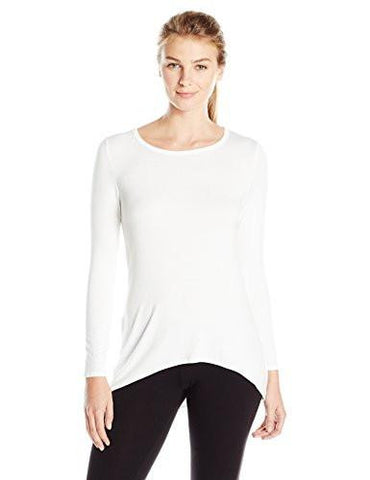 Long Sleeve Drape Back Top, White, XLarge