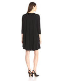 3/4 Sleeve Maggie Trapeze Dress, Black, Large