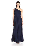 Eliza J One Shoulder Shirred Inset Waist Gown, Navy, 14