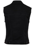 Basic Solid Denim Vest3Xblack