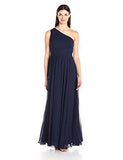 Eliza J One Shoulder Shirred Inset Waist Gown, Navy, 14