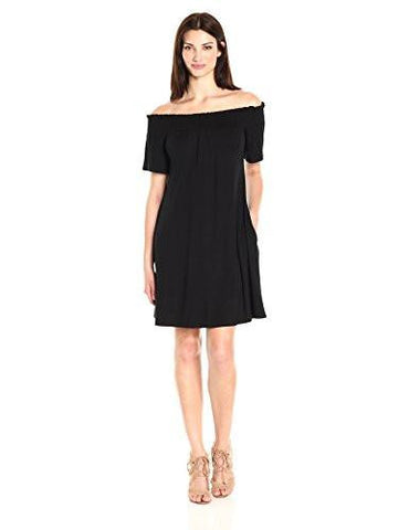 OffTheShoulder Swing Dress, Black, S
